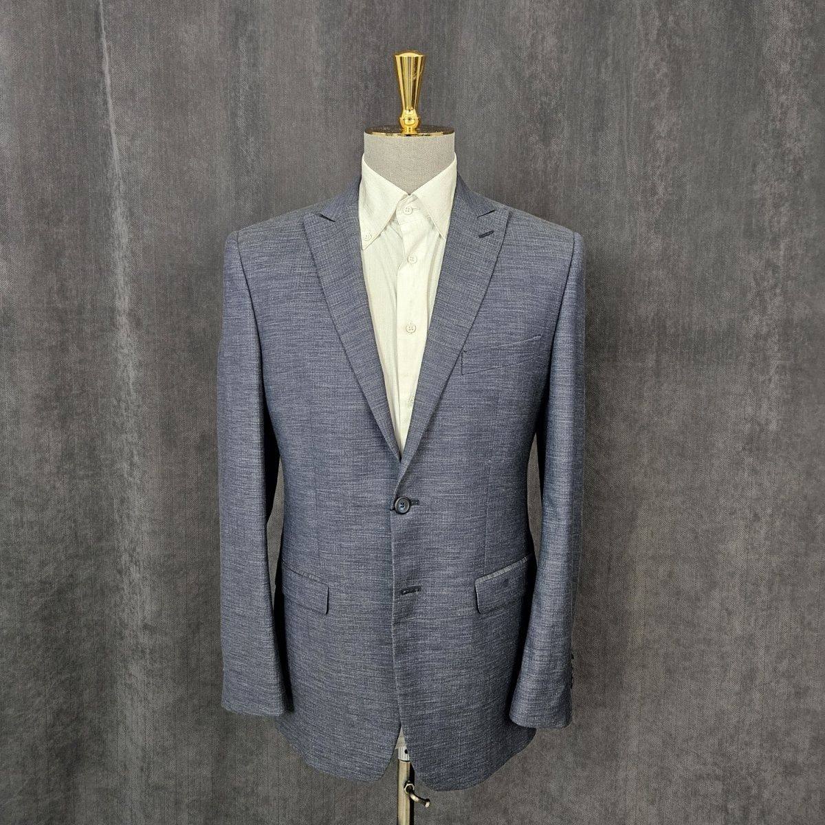 175高135斤卡丹家羊毛桑蚕丝亚麻复古夏季灰色高档正装西服D063