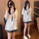 宽松韩版 减龄时尚 短袖 孕妇装 短裤 新款 T恤纯色简约上衣 两件套 夏季