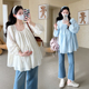 春秋大码 2026春季 上衣潮妈 韩版 蕾丝刺绣减龄宽松娃娃衫 新款 孕妇装