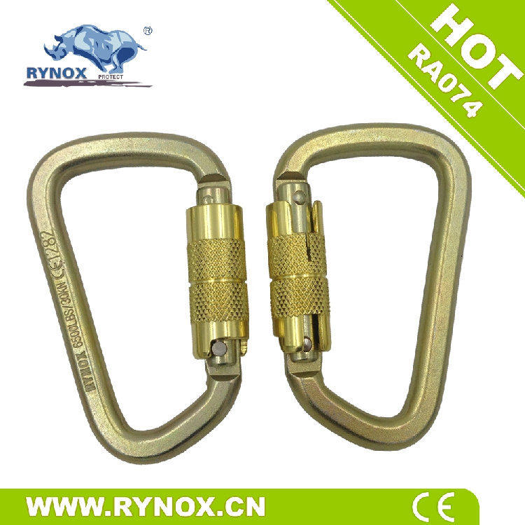 金色自动锁安全钩30kn速降登山扣