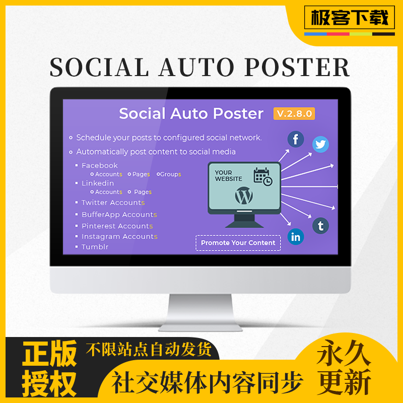 Social Auto Poster 社交媒体自动内容发送同步插件Wordpress 商务/设计服务 设计素材/源文件 原图主图