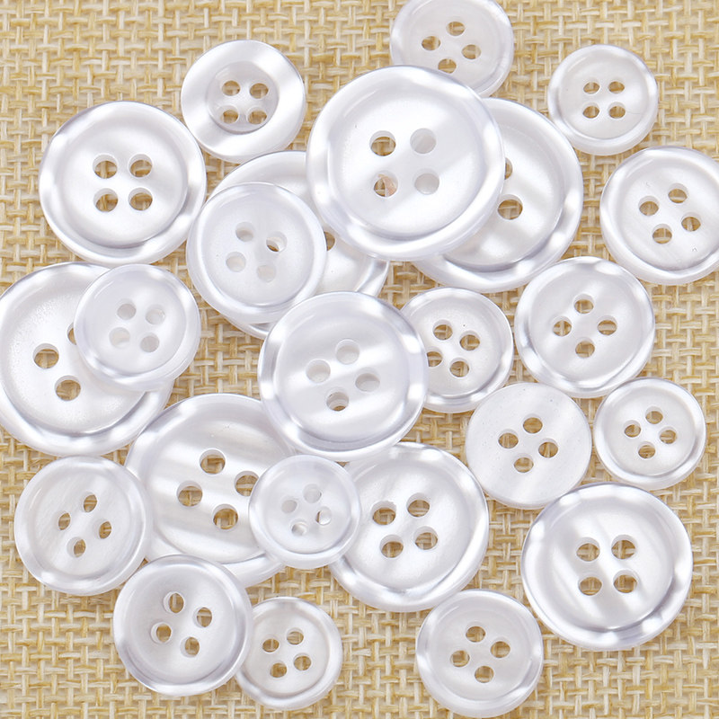树脂珠光白色衬衫扣男女白衬衫袖扣纽扣扣子职业衬衫宽边细边小扣