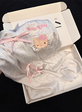 暗纹双短款夏季天冰雪丝睡衣女凯蒂猫高级感HelloKitty套装家居服