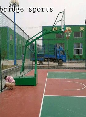 梅州学校篮球架安装 圆管篮球架安装方法 蓝色的篮球架参考图片