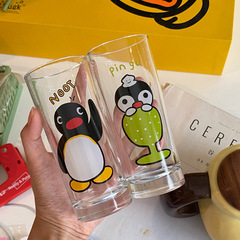 见物如面 pingu企鹅家族玻璃杯复古中古可爱水杯果汁苏打水杯礼物