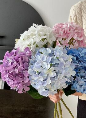 高档仿真绣球花婚礼堂酒店家居装饰摆件3D打印艾莎绣球仿真花假花