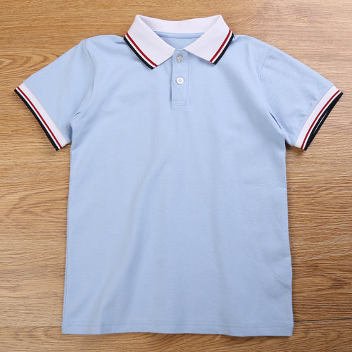 儿童校服小学生短袖polo夏装蓝色
