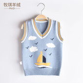 儿童毛衣背心男童V领针织马甲男宝宝羊绒衫 中小童坎肩打底羊毛衫