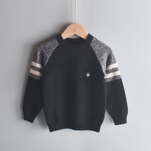 男童纯羊绒衫儿童100%山羊绒纯色毛衣宝宝卡通圆领加厚洪叶云台线