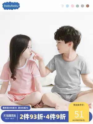 Children's pajamas Girls boys summer boys thin suit pure cotton summer air conditioning clothes Cotton silk home clothes thin