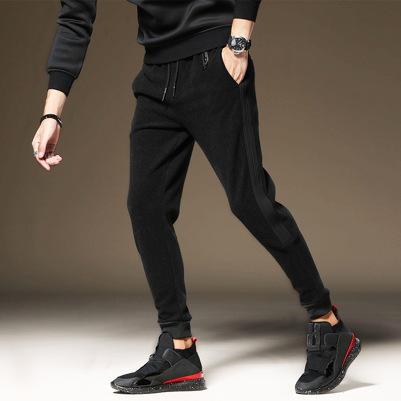 秋冬季休闲长裤子男士运动裤加绒加厚束脚裤男卫裤2020年新款潮流