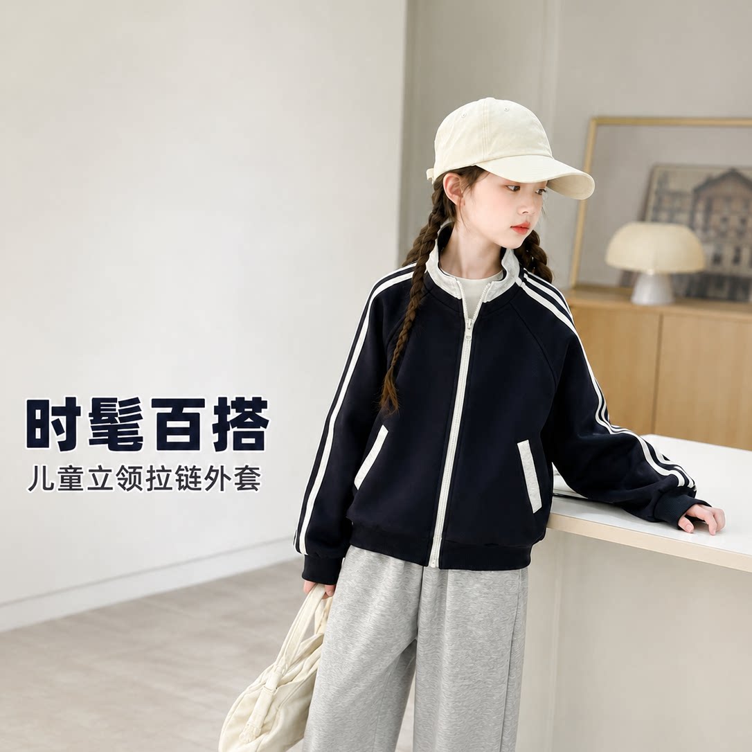 女童短款卫衣外套2025春季新款立图片