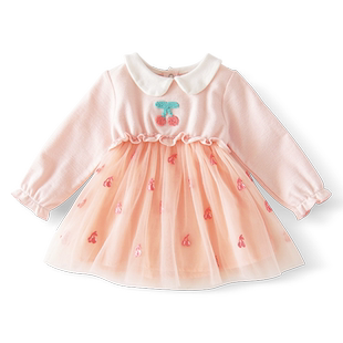 小女童宝宝长袖连衣裙子公主纱裙洋气春季婴儿幼儿衣服春装1一2岁