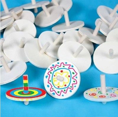 木质花纹陀螺 儿童彩绘益智亲子diy彩泥超轻纸粘土珍珠雪花泥配件