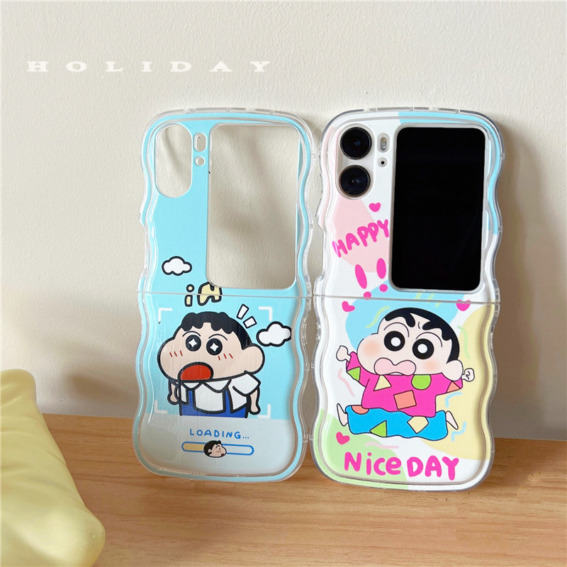 创意搞怪蜡笔小新适用oppo findn2flip手机壳保护套男oppo find n3flip上下折叠屏带支架手链女新款硅胶软壳