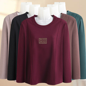 秋冬内搭上衣 圆领打底衫 新款 徳绒保暖衣秋衣胖妈妈大码 中老年女装