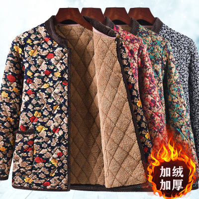 长袖加绒棉袄加厚妈妈装