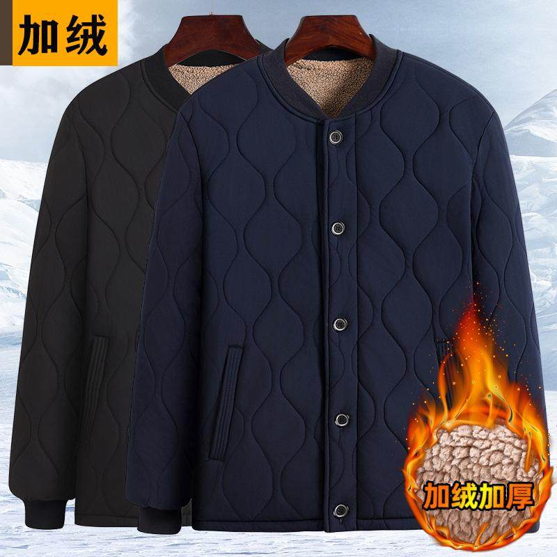 中老年羊羔绒外套男棉衣冬季中老年加厚棉服大码加绒爸爸冬装棉袄