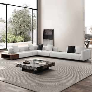 高端进口罗杰沙发现代极简别墅大平层设计师客厅直排棉麻布艺沙发