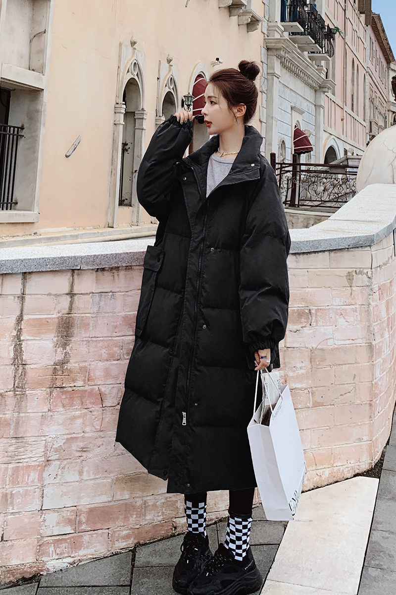 韩系蓝色休闲羽绒棉服女冬超火好看高级小众加厚长款棉衣棉袄外套,女装棉衣/棉服,2C189