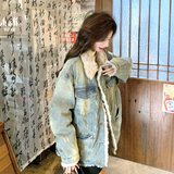 新款大货韩系加厚羊羔毛90羽绒服牛仔外套C189-8855-P305-K458，女装羽绒服，2C189