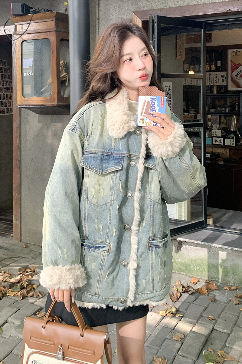 新款大货韩系加厚羊羔毛90羽绒服牛仔外套C189-8855-P305-K458,女装羽绒服,2C189