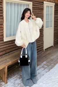现 货 数据好独特休闲米色棒球服短夹克外套2C189-8328-P155-K238图片