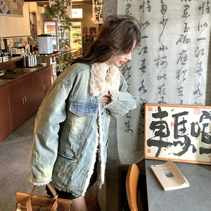 新款大货 韩系加厚羊羔毛90羽绒服牛仔外套C189-8855-P305-K458图片
