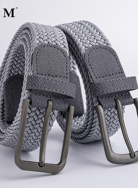 男士帆布编织腰带无孔松紧弹力皮带男学生休闲商务蜡皮夏运动裤带