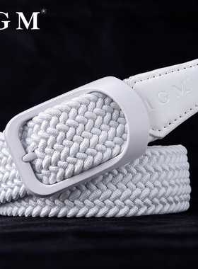 高尔夫皮带男女装饰新款潮帆布编织腰带休闲运动无孔松紧弹力裤带