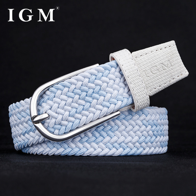 ins免打孔帆布编织松紧弹性皮带