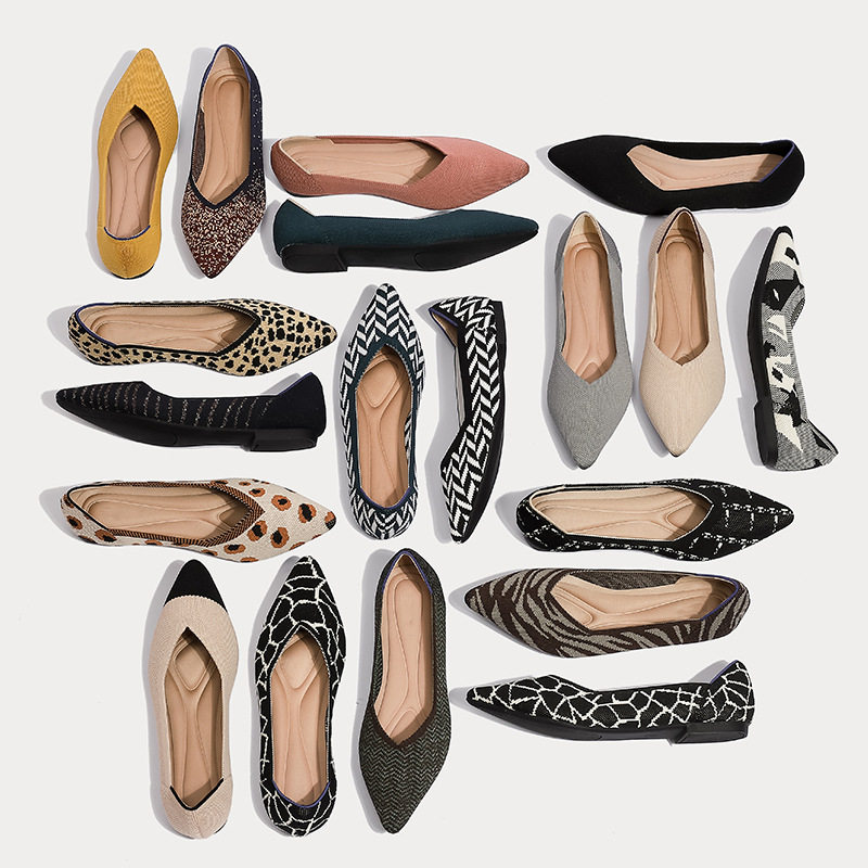 王妃鞋单鞋女跨境外贸平底针织豹纹飞织编织鞋蛋卷鞋 Flats Shoes,女鞋,浅口单鞋,淘宝优惠券,粉丝福利购,淘宝优惠卷