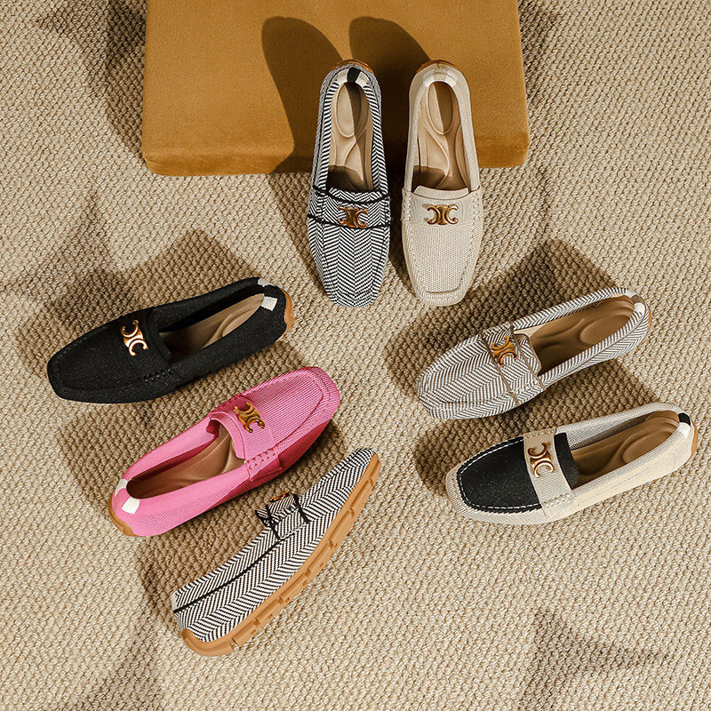 王妃鞋平底软底飞织方头单鞋针织编织跨境外贸休闲乐福鞋豆豆鞋女,女鞋,浅口单鞋,淘宝优惠券,粉丝福利购,淘宝优惠卷