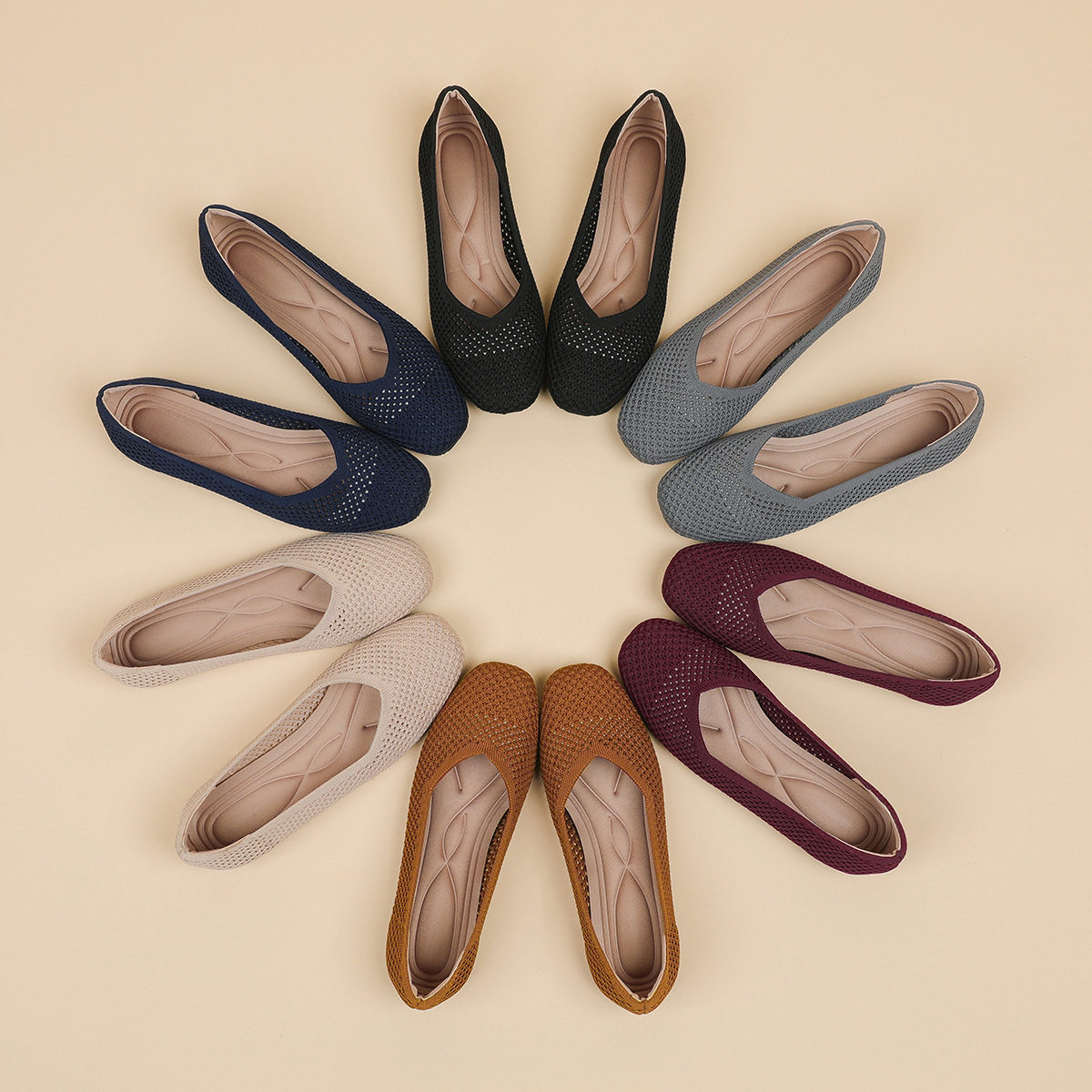 2025新款飞织鞋女夏季百搭网眼针织细跟尖头女鞋一脚蹬浅口平底鞋,女鞋,时尚休闲鞋,淘宝优惠券,粉丝福利购,淘宝优惠卷