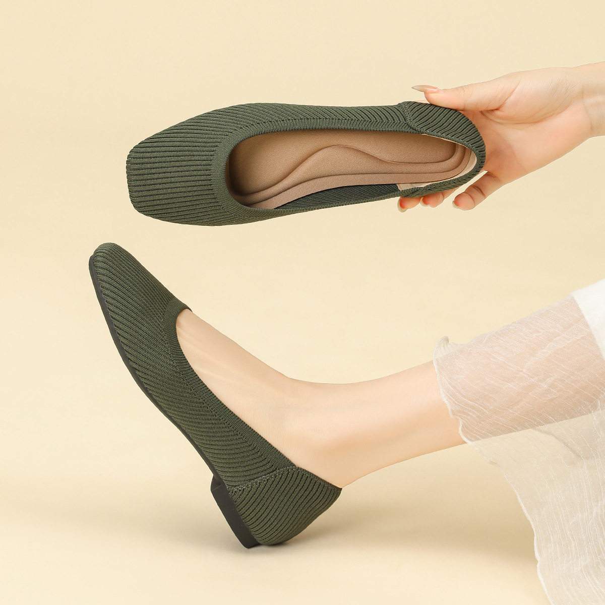 王妃鞋单鞋女针织编织鞋外贸跨境奶奶鞋飞织蛋卷鞋平底大码豆豆鞋,女鞋,浅口单鞋,淘宝优惠券,粉丝福利购,淘宝优惠卷