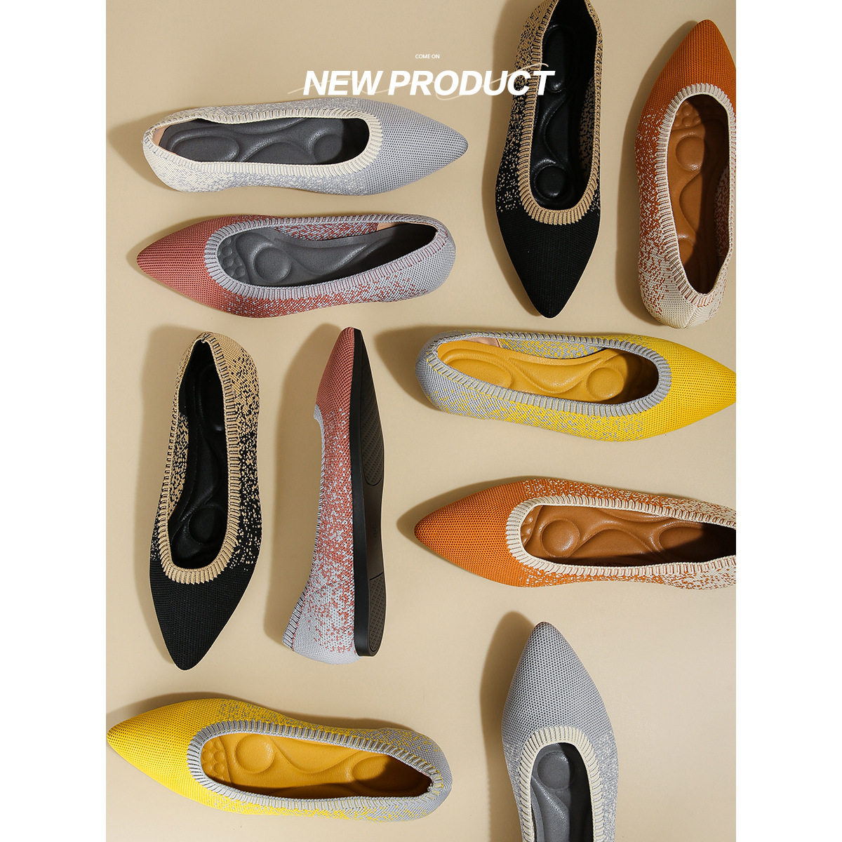 跨境外贸2023春季新款尖头平底星空系列飞织编织女鞋浅口鞋王妃鞋,女鞋,浅口单鞋,淘宝优惠券,粉丝福利购,淘宝优惠卷