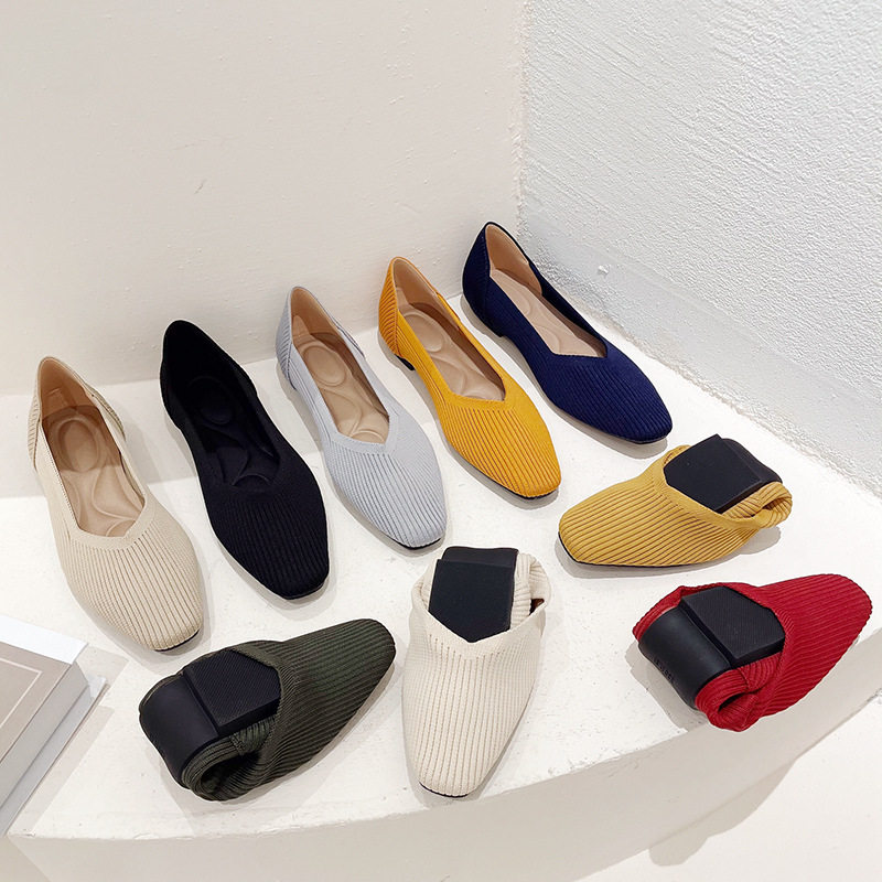王妃鞋单鞋女2025新款小方头平底浅口飞织平底编织鞋一脚蹬豆豆鞋,女鞋,浅口单鞋,淘宝优惠券,粉丝福利购,淘宝优惠卷
