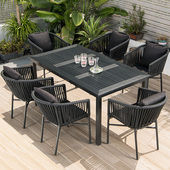 藤朝北欧户外桌椅庭院花园室外桌椅PE编绳椅子休闲塑木伸缩桌椅