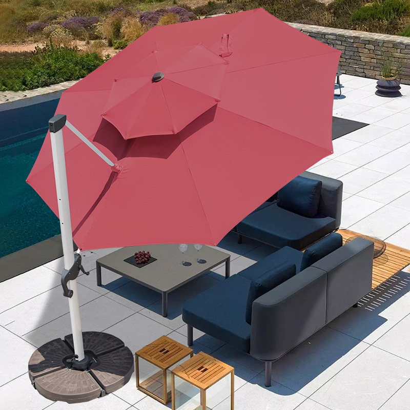 藤朝户外遮阳伞圆形大伞3.5米双顶雨伞庭院别墅户外伞室外罗马伞