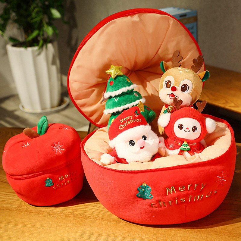 圣诞老人公仔苹果袋麋鹿毛绒玩偶
