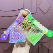 网红流沙入油珠子亚克力钥匙扣精致可爱包包挂件汽车钥匙链礼品