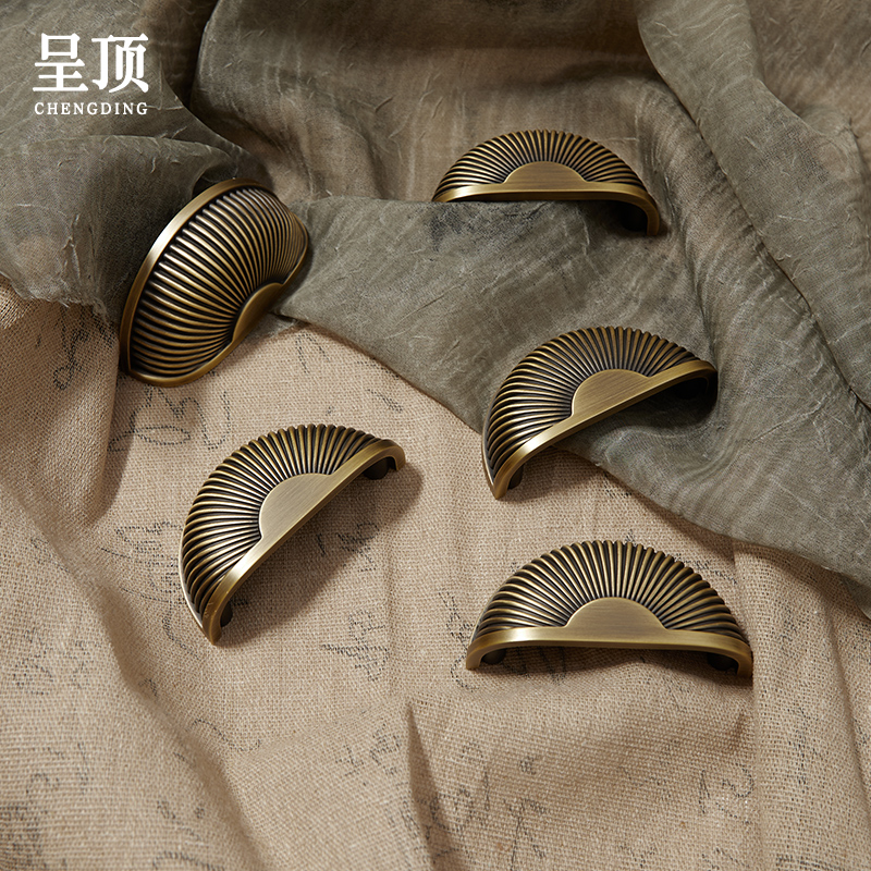 古铜色黄铜贝壳柜门抽屉拉手