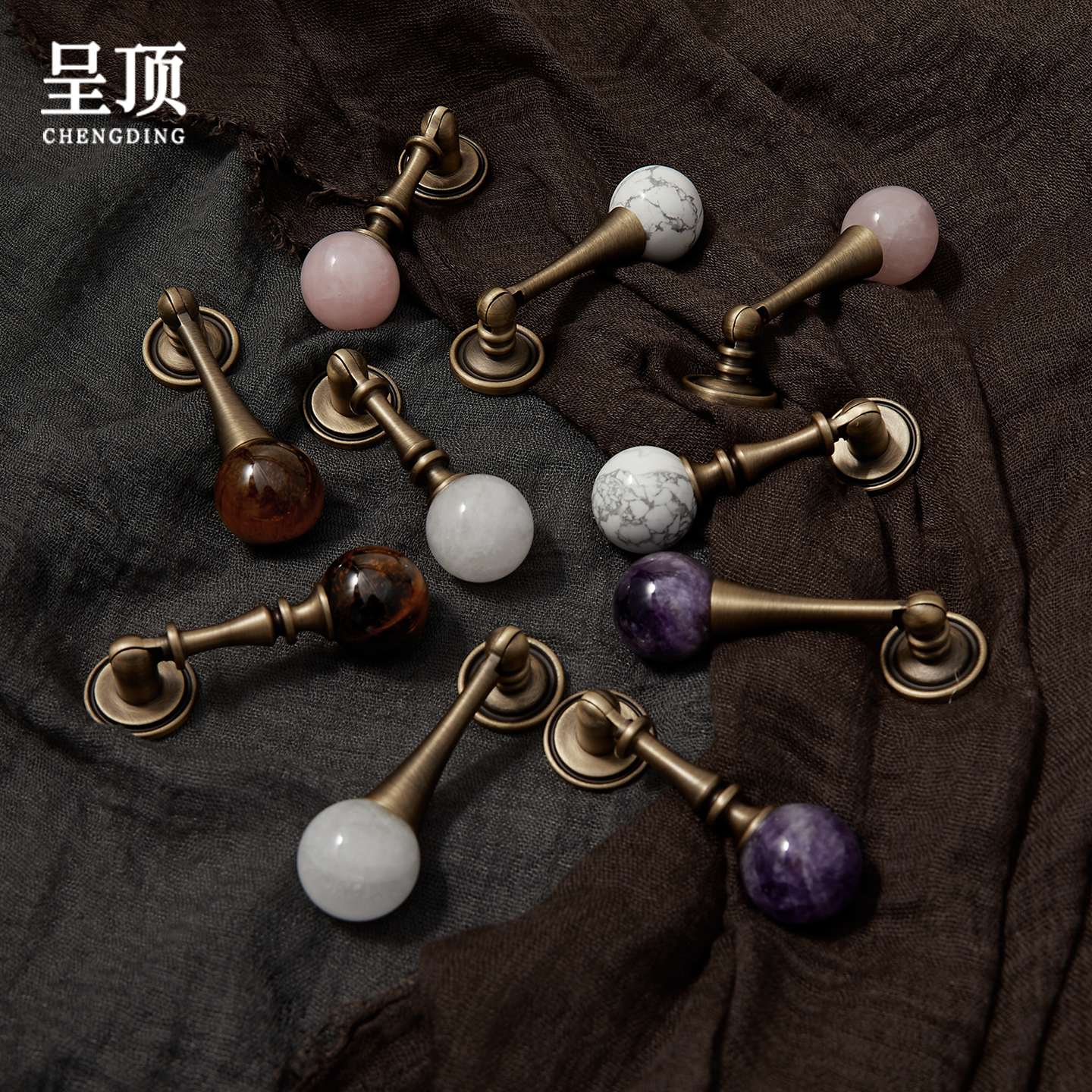 法式中古风衣柜门厨房黄铜拉手