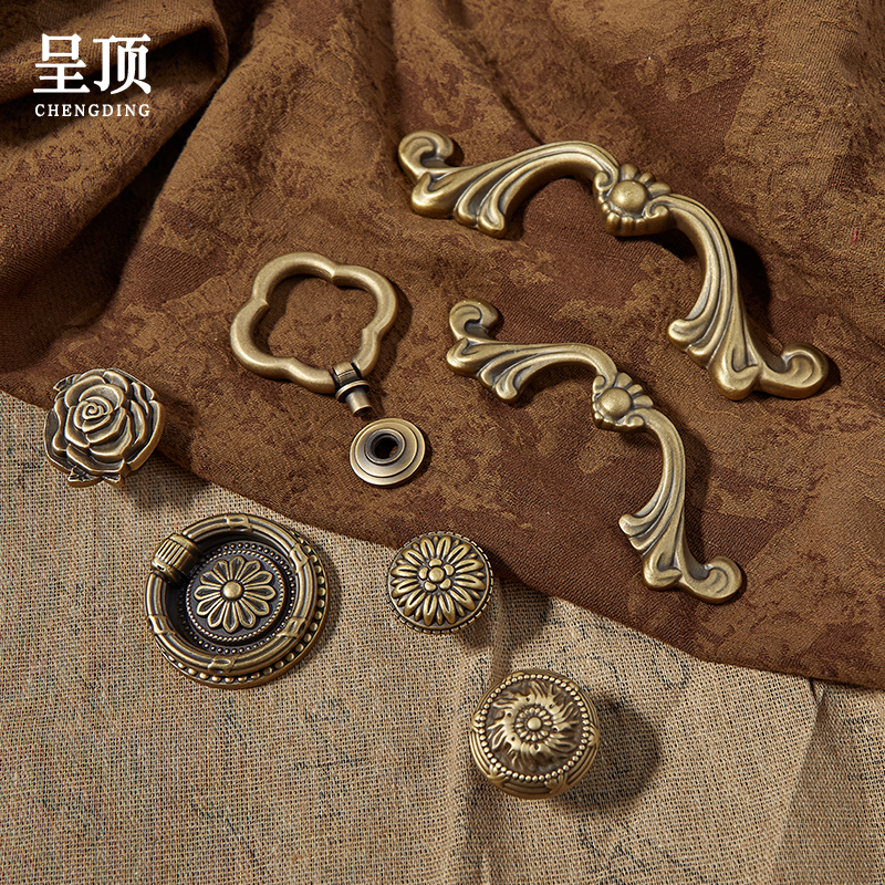 古铜色黄铜柜门抽屉欧式拉手拉环