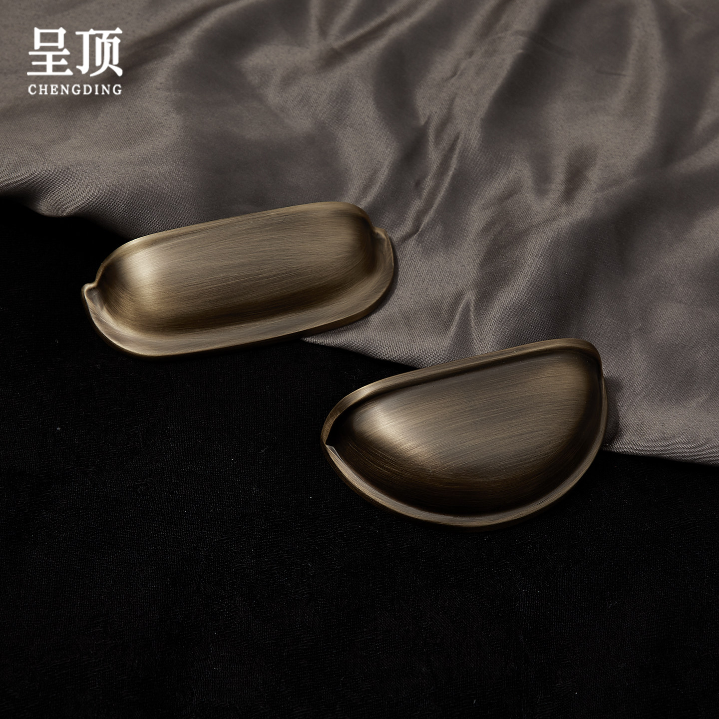 呈顶中古风贝壳半圆拉手衣柜门古铜色黄铜抽屉宋氏美学复古小把手