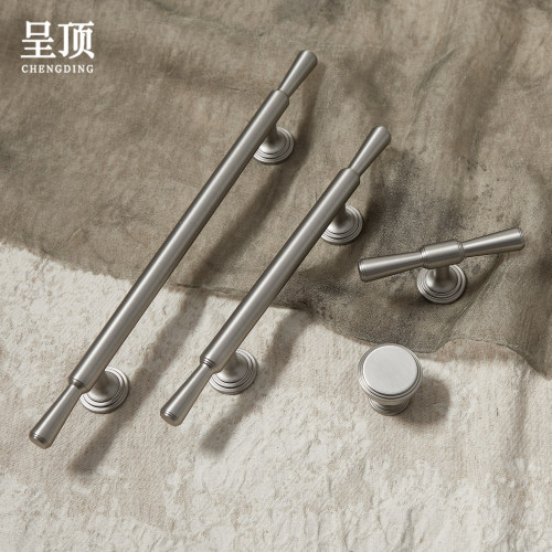 呈顶镍拉丝黄铜法式柜门抽屉拉手