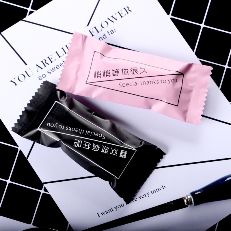 牛轧糖包装袋 手工糖纸文字系列小清新粉色/黑色糖果袋100枚加厚