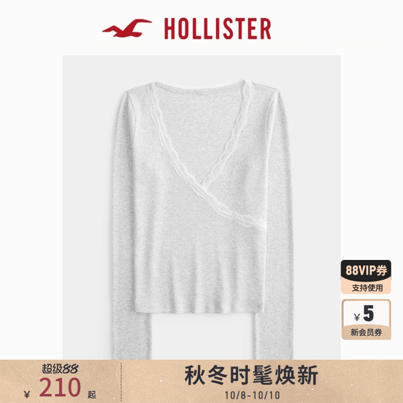 Hollister蕾丝内搭打底长袖T恤