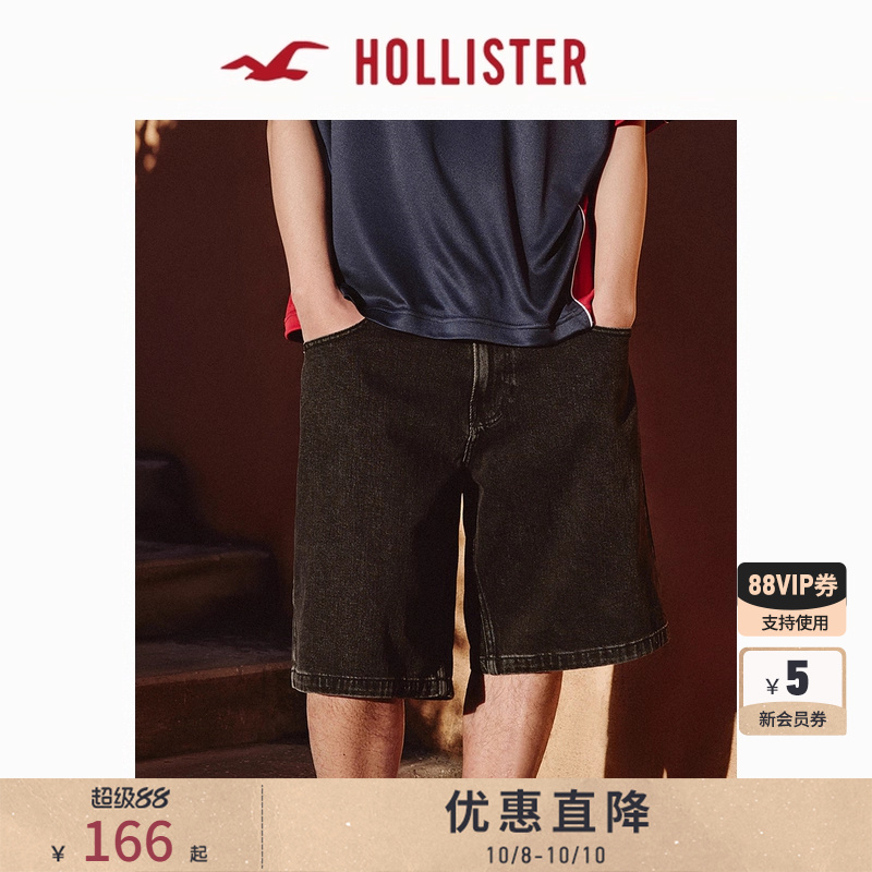 Hollister宽松街头牛仔五分短裤