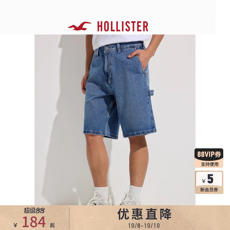 Hollister宽松街头牛仔五分短裤